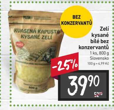 Zelí kysané bílé bez konzervantů 1 ks, 800 g