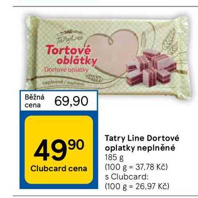 Tatry Line Dortové oplatky neplněné 185 g  v akci