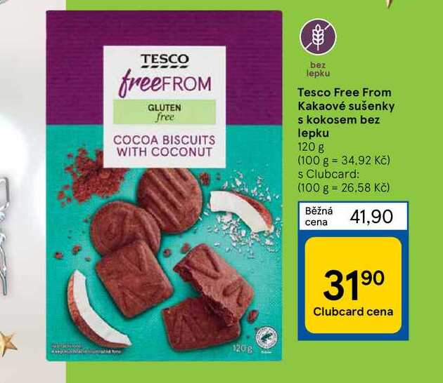 Tesco Free From Kakaové sušenky s kokosem bez lepku 120 g  v akci