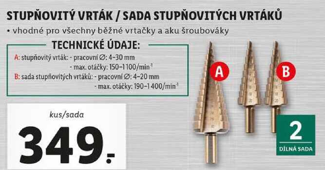 STUPŇOVITÝ VRTÁK/SADA STUPŇOVITÝCH VRTÁKŮ