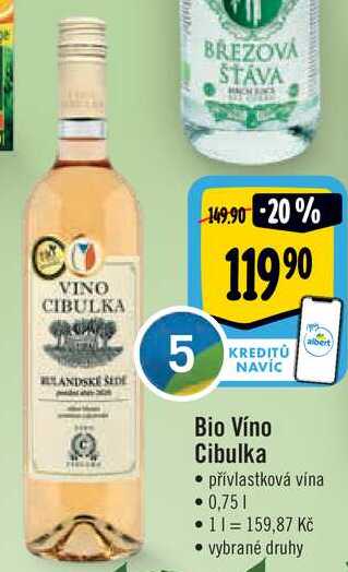 Bio Víno Cibulka přívlastková vína, 0,75 l