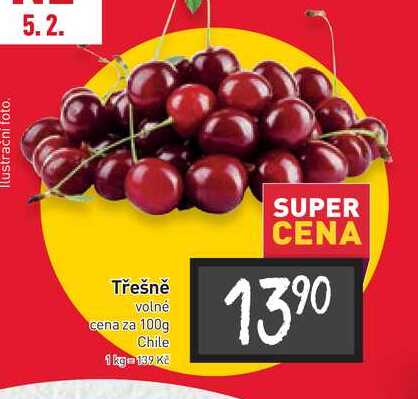 Třešně volné cena za 100g