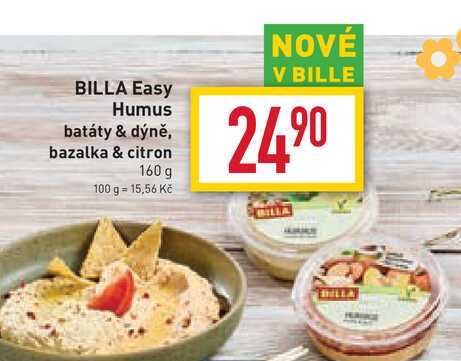 BILLA Easy Humus bazalka & citron 160 g