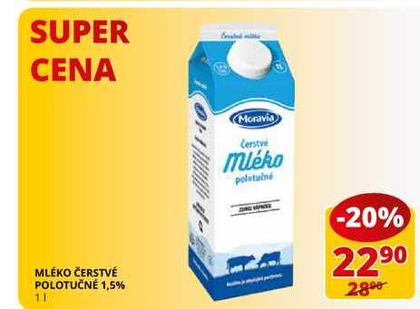 MLÉKO ČERSTVÉ POLOTUČNÉ 1,5% 1l v akci