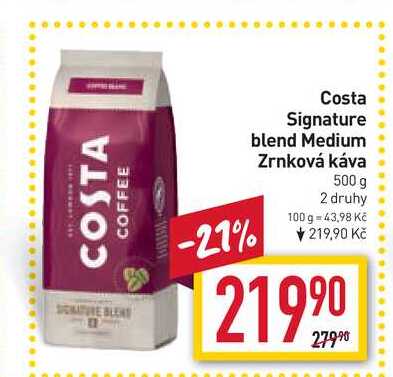 Costa Signature blend Medium Zrnková káva 500 g  v akci