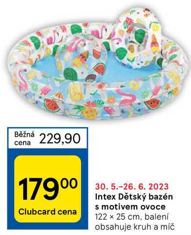 Intex Dětský bazén s motivem ovoce 122 x 25 cm, balení obsahuje kruh a míč 