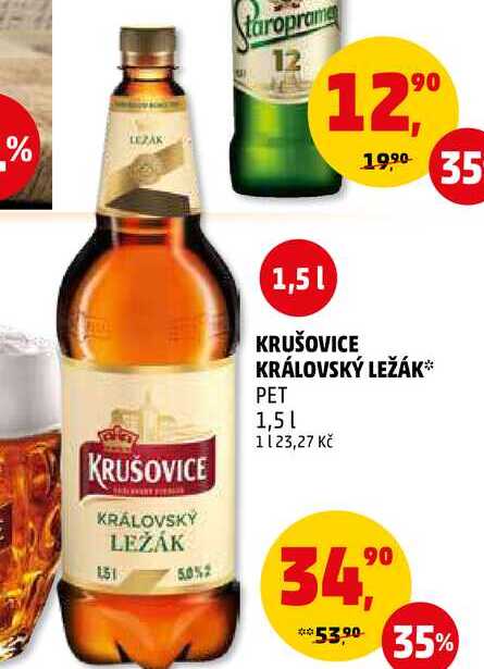 KRUŠOVICE KRÁLOVSKÝ LEŽÁK PET, 1,5 l v akci