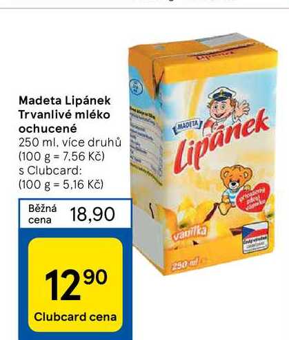 Madeta Lipánek Trvanlivé mléko ochucené 250 ml