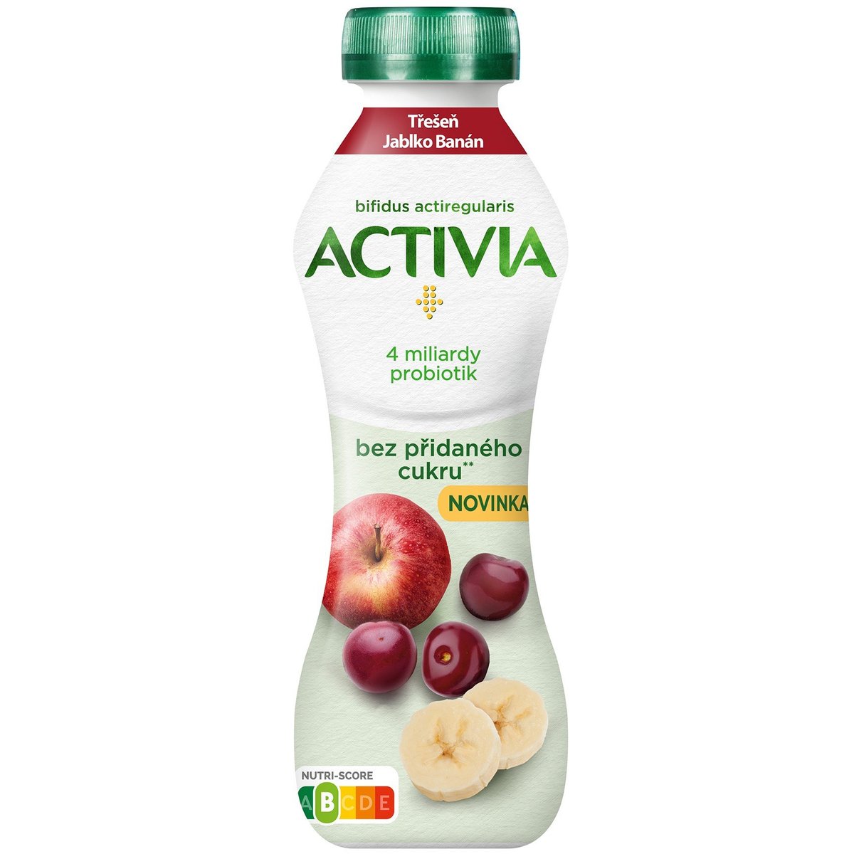 Activia Probiotický jogurtový nápoj jablko, třešeň a banán bez přidaného cukru v akci