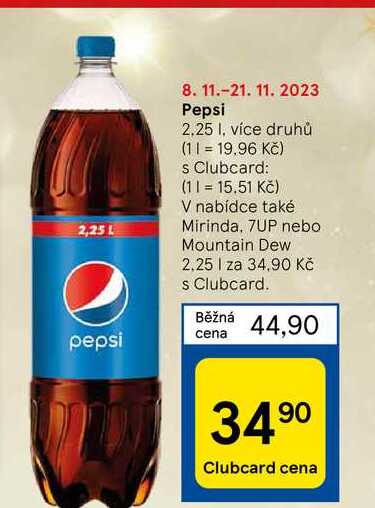 Pepsi Cola 2,25l, vybrané druhy