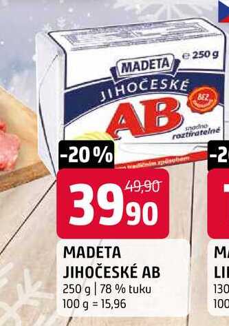 Madeta Jihočeské AB máslo 250g