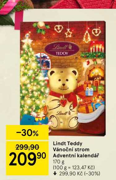 Lindt Teddy Vánoční strom Adventní kalendář 170 g 