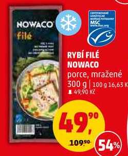 Nowaco RYBÍ FILÉ porce, mražené, 300 g