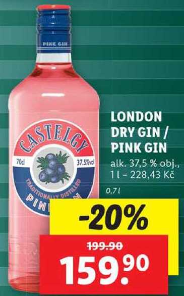 LONDON DRY GIN / PINK GIN, 0,7 l v akci