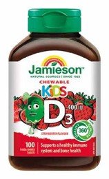 JAMIESON Vitamín D3 Kids jahoda 100 cucacích tablet