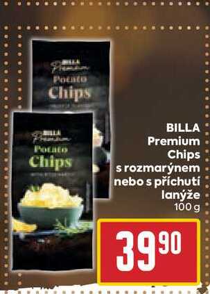BILLA Premium Chips s rozmarýnem nebo s příchutí lanýže 100g 