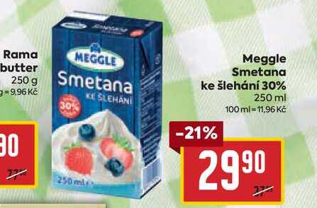 Meggle Smetana ke šlehání 30% 250 ml 