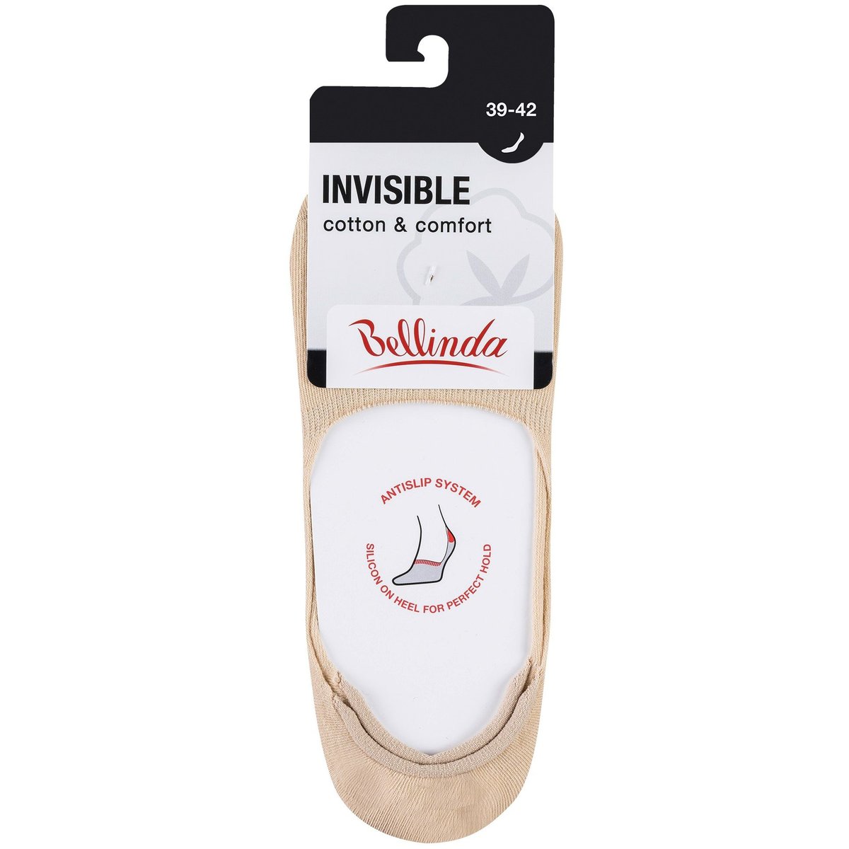 Bellinda Nízké bavlněné ponožky neviditelné v botě, béžové, vel. 39–42