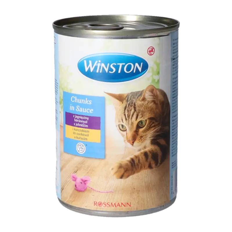 Winston Konzerva pro kočky kuřecí a jehněčí v omáčce, 400 g