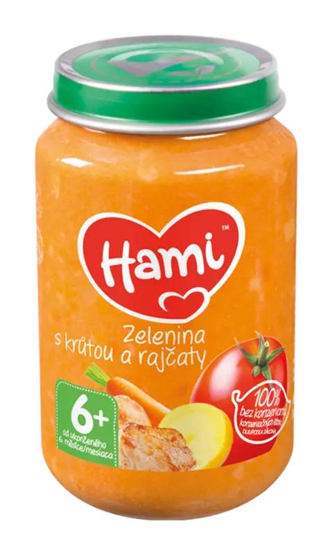 Hami Masozeleninový příkrm Zelenina s krůtou a rajčaty, 200 g