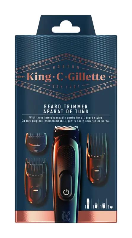 King C Gillette Zastřihovač vousů se 3 nástavci, bezdrátový, 1 ks