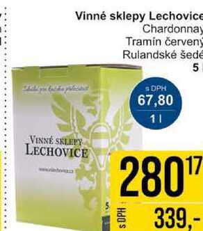 Vinné sklepy Lechovice Chardonnay, 5 l 