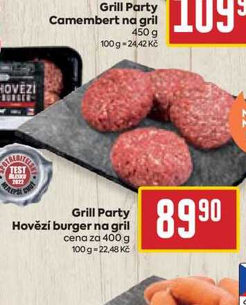 Grill Party Hovězí burger na gril cena za 400 g