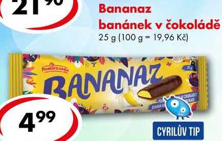 Bananaz banánek v čokoládě, 25 g  