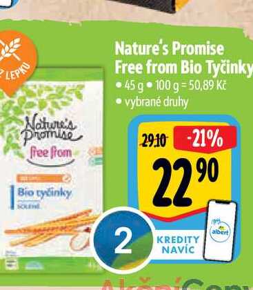   Nature's Promise Free from Bio Tyčinky 45 g  
