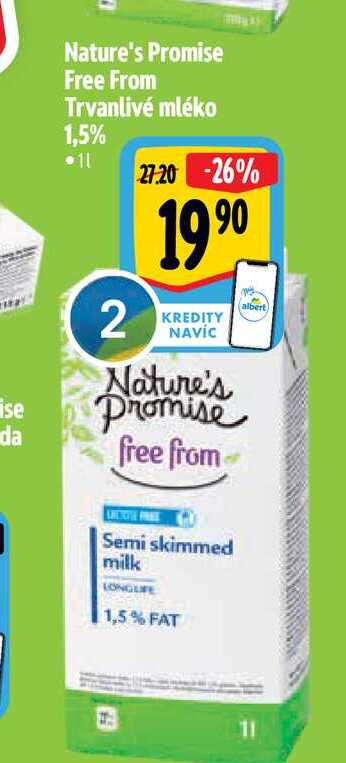   Nature's Promise Free From Trvanlivé mléko 1,5%  1 l