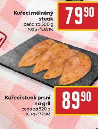 Kuřecí steak prsní na gril cena za 520 g