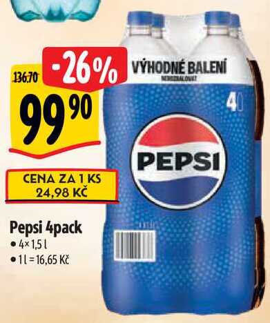 Pepsi 4pack, 4x 1,5 l
