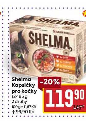 Shelma Kapsičky pro kočky 12× 85 g  