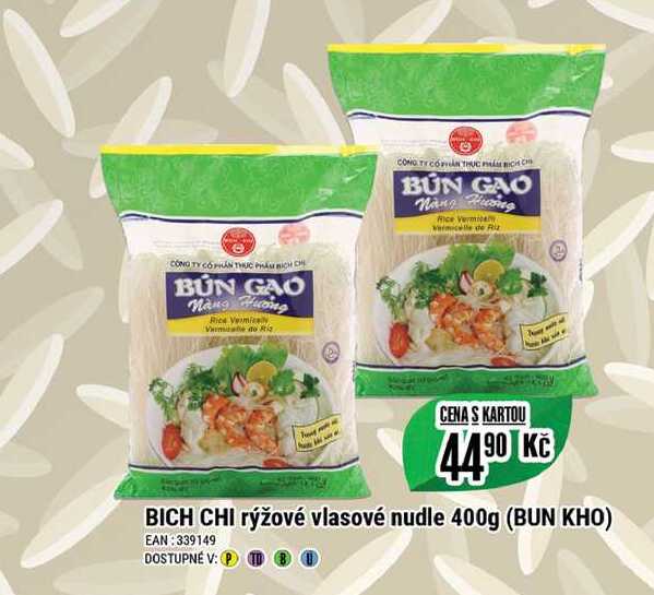 BICH CHI rýžové vlasové nudle 400g (BUN KHO)  