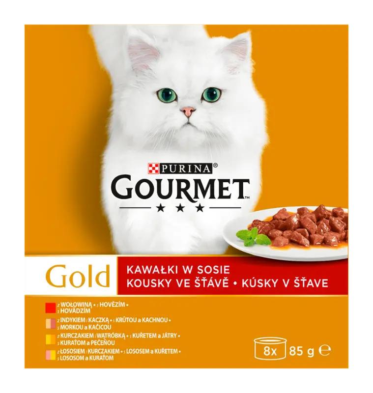 Gourmet Gold Konzervy pro kočky kousky ve šťávě multipack 8 x 85g, 680 g