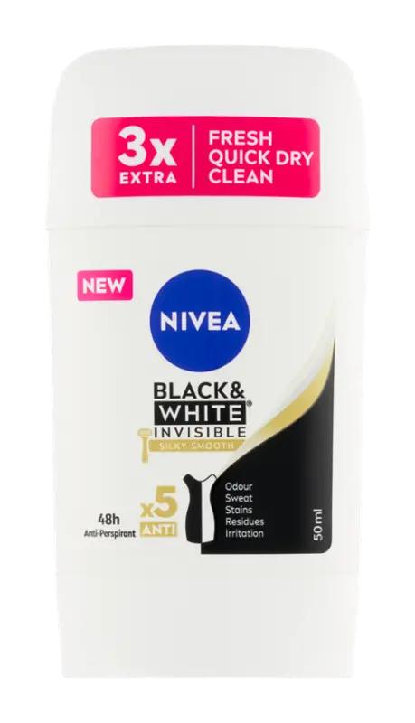 NIVEA Tuhý antiperspirant Black&White Silky Smooth, 50 ml