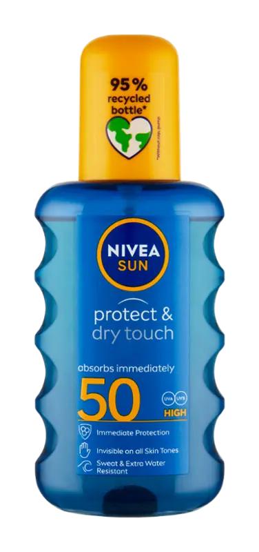 NIVEA Sprej na opalování Protect & Dry Touch SPF50, 200 ml