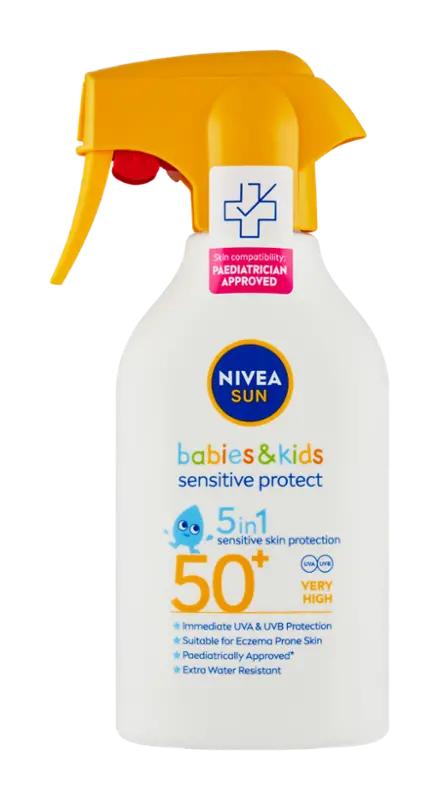 NIVEA Dětský sprej na opalování Sensitive Protect SPF50+, 270 ml