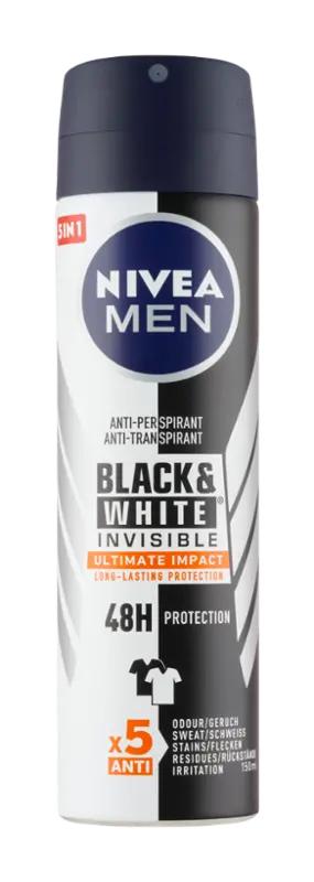 NIVEA Men Sprej antiperspirant Black & White Invisible Ultimate Impact, 150 ml