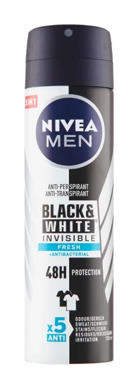 NIVEA Men Sprej antiperspirant Black & White Invisible Fresh, 150 ml