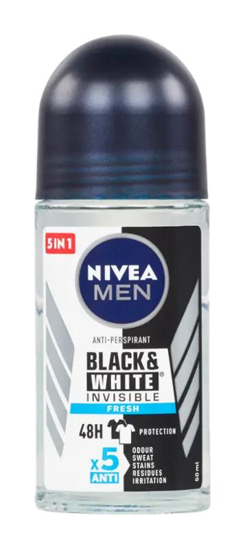 NIVEA Men Kuličkový antiperspirant Black & White Invisible Fresh, 50 ml