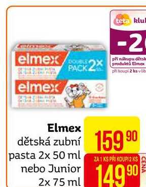 Elmex dětská zubní pasta 2x 50 ml 