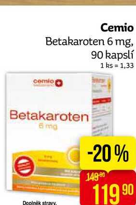 Cemio Betakaroten 6 mg, 90 kapslí 