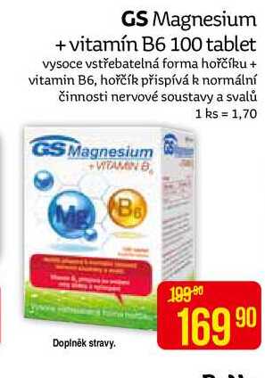 GS Magnesium + vitamín B6 100 tablet 