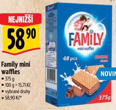 Family mini waffles, 375 g 