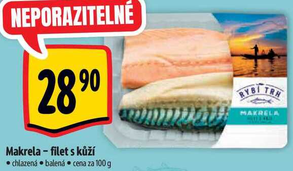 Makrela-filet s kůží, cena za 100 g