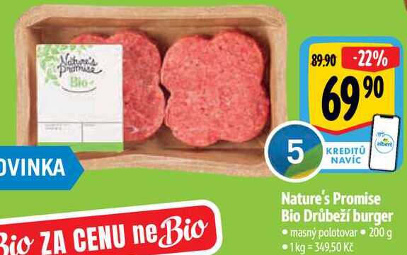 Nature's Promise Bio Drůbeží burger, 200 g
