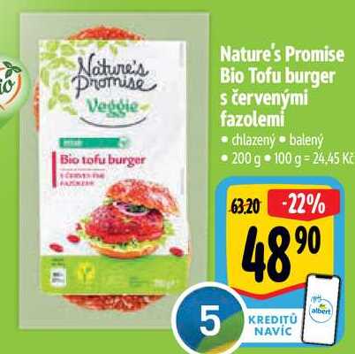 Nature's Promise Bio Tofu burger s červenými fazolemi, 200 g