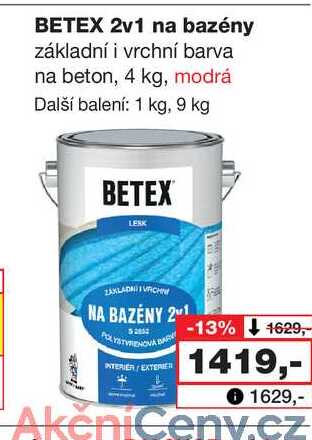 BETEX 2v1 na bazény základní i vrchní barva na beton, 4 kg, modrá Další balení: 1 kg, 9 kg