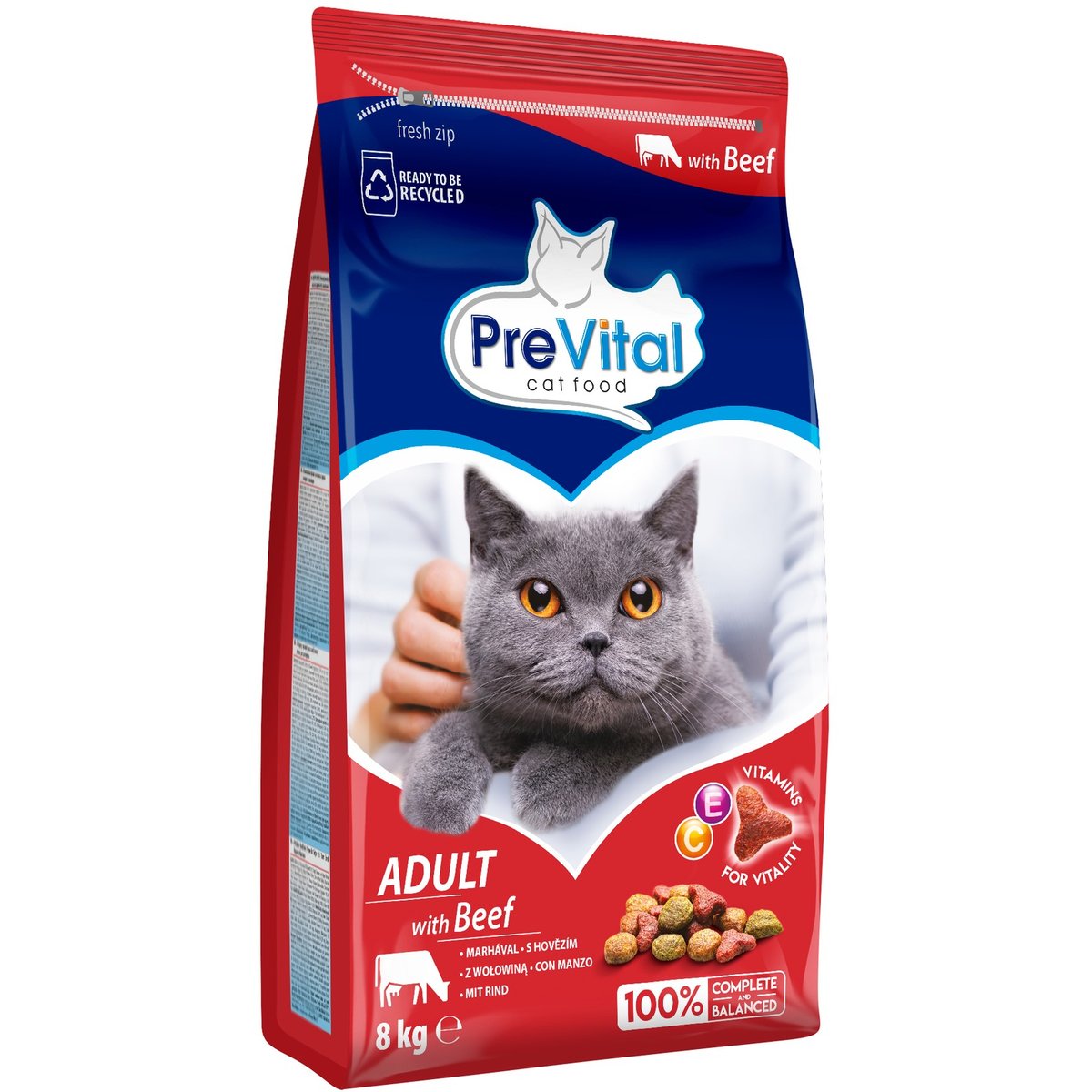 PreVital Adult hovězí granule pro kočky